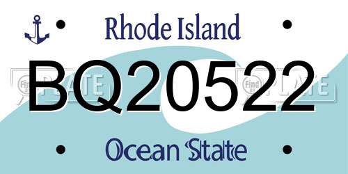 BQ20522 Rhode Island License Plate