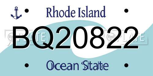 BQ20822 Rhode Island License Plate