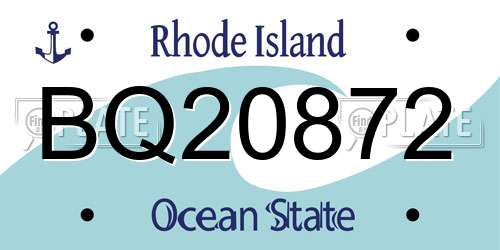 BQ20872 Rhode Island License Plate
