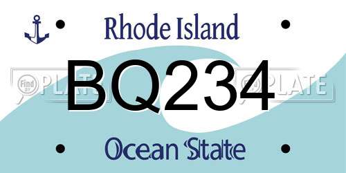 BQ234 Rhode Island License Plate