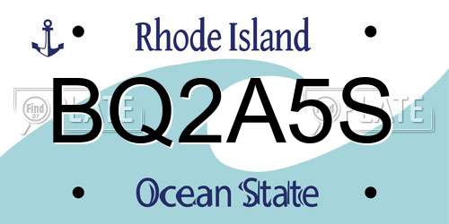 BQ2A5S Rhode Island License Plate