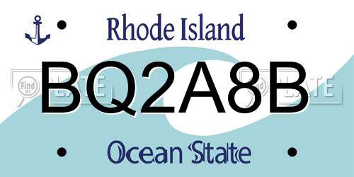 BQ2A8B Rhode Island License Plate
