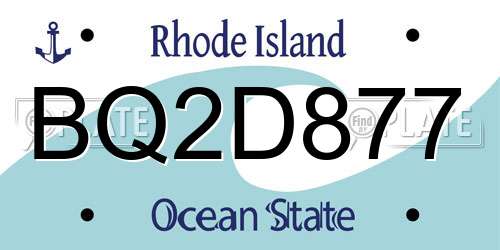 BQ2D877 Rhode Island License Plate