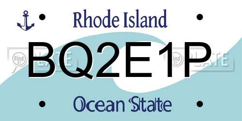 BQ2E1P Rhode Island License Plate
