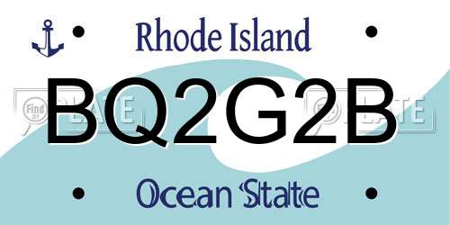 BQ2G2B Rhode Island License Plate