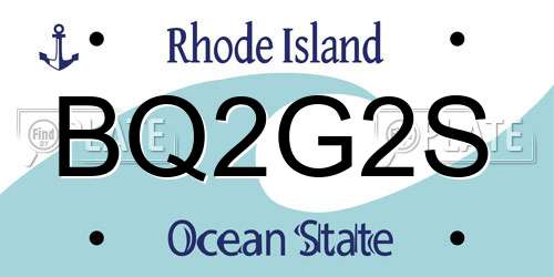 BQ2G2S Rhode Island License Plate