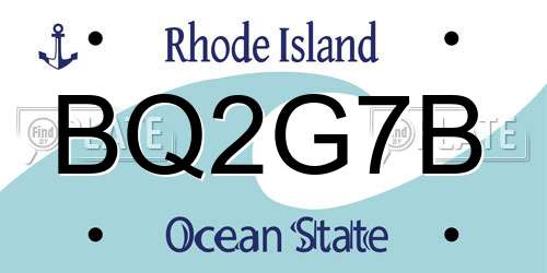 BQ2G7B Rhode Island License Plate