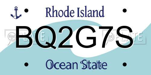 BQ2G7S Rhode Island License Plate