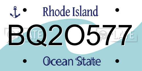 BQ2O577 Rhode Island License Plate