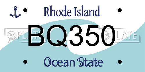 BQ350 Rhode Island License Plate