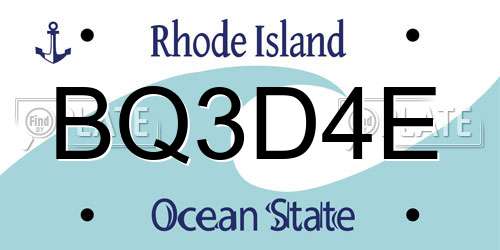 BQ3D4E Rhode Island License Plate