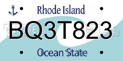 BQ3T823 Rhode Island License Plate