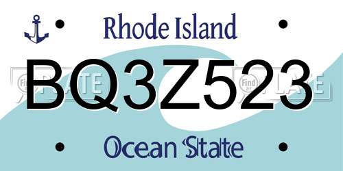 BQ3Z523 Rhode Island License Plate