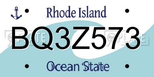 BQ3Z573 Rhode Island License Plate