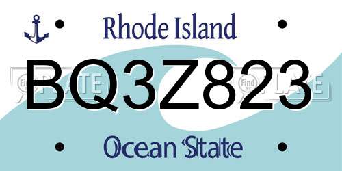 BQ3Z823 Rhode Island License Plate