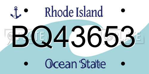 BQ43653 Rhode Island License Plate
