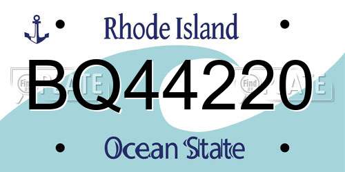 BQ44220 Rhode Island License Plate