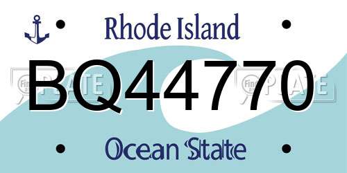 BQ44770 Rhode Island License Plate