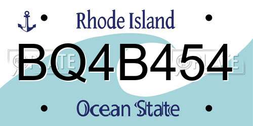 BQ4B454 Rhode Island License Plate