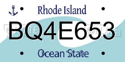 BQ4E653 Rhode Island License Plate