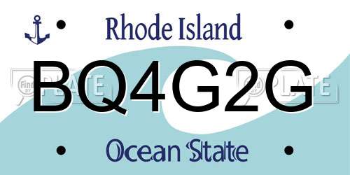 BQ4G2G Rhode Island License Plate