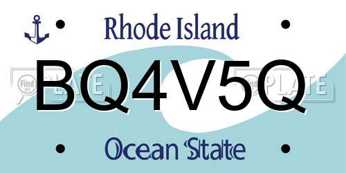 BQ4V5Q Rhode Island License Plate