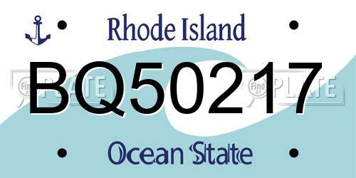 BQ50217 Rhode Island License Plate