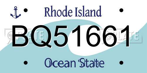 BQ51661 Rhode Island License Plate