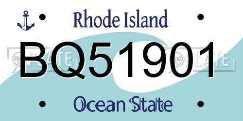 BQ51901 Rhode Island License Plate