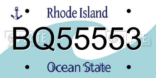 BQ55553 Rhode Island License Plate