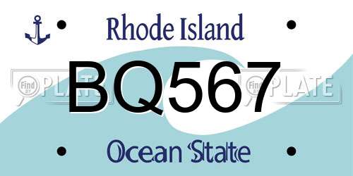 BQ567 Rhode Island License Plate