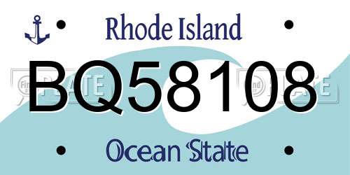 BQ58108 Rhode Island License Plate