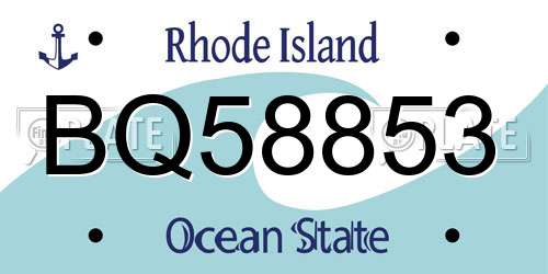BQ58853 Rhode Island License Plate