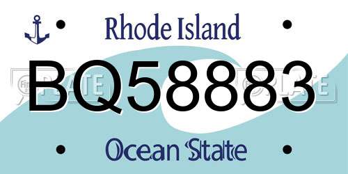 BQ58883 Rhode Island License Plate
