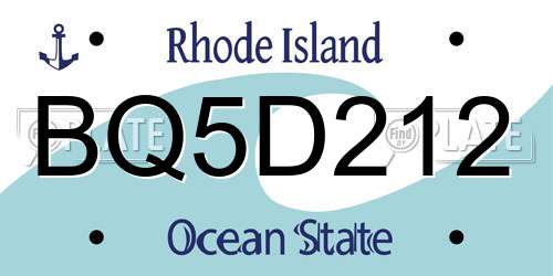 BQ5D212 Rhode Island License Plate