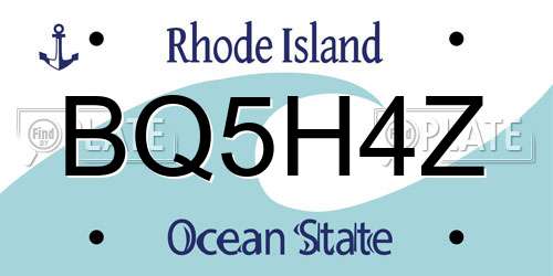 BQ5H4Z Rhode Island License Plate