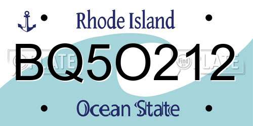 BQ5O212 Rhode Island License Plate