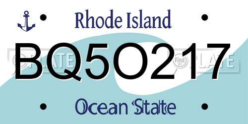 BQ5O217 Rhode Island License Plate