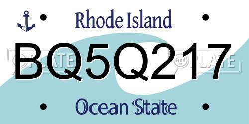 BQ5Q217 Rhode Island License Plate