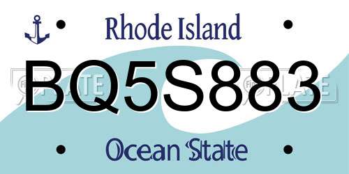 BQ5S883 Rhode Island License Plate