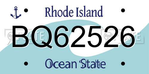 BQ62526 Rhode Island License Plate