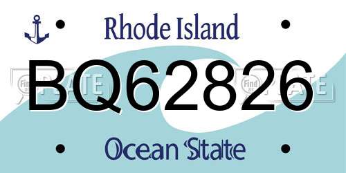 BQ62826 Rhode Island License Plate