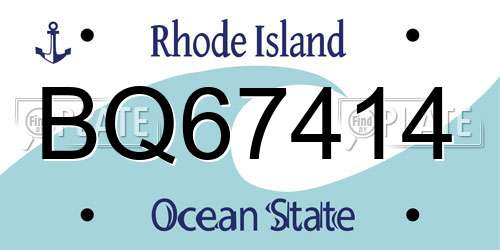 BQ67414 Rhode Island License Plate