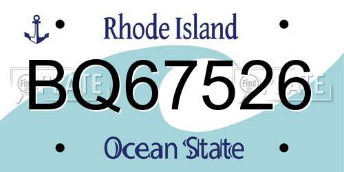 BQ67526 Rhode Island License Plate