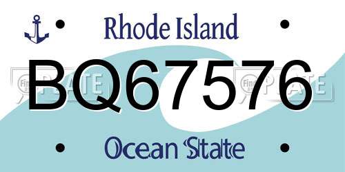 BQ67576 Rhode Island License Plate