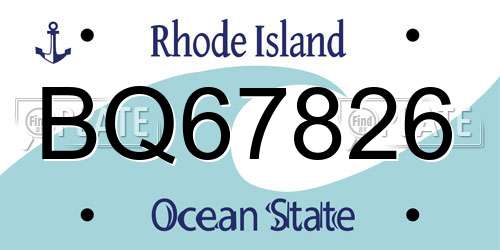 BQ67826 Rhode Island License Plate
