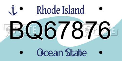 BQ67876 Rhode Island License Plate
