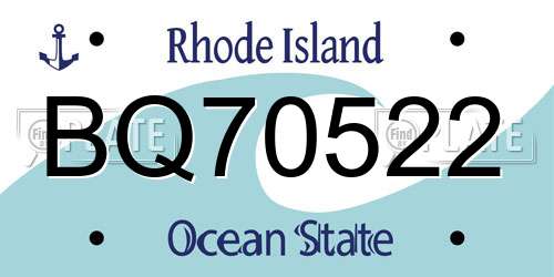 BQ70522 Rhode Island License Plate