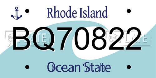 BQ70822 Rhode Island License Plate