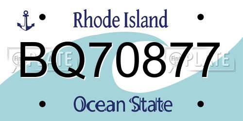 BQ70877 Rhode Island License Plate